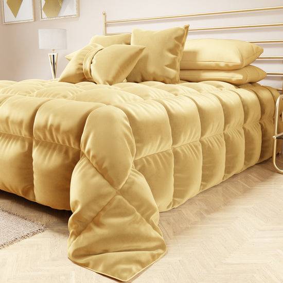 PETTI Trapunta, Trapunta Invernale Double Face In Morbido E Caldo Velluto Oro