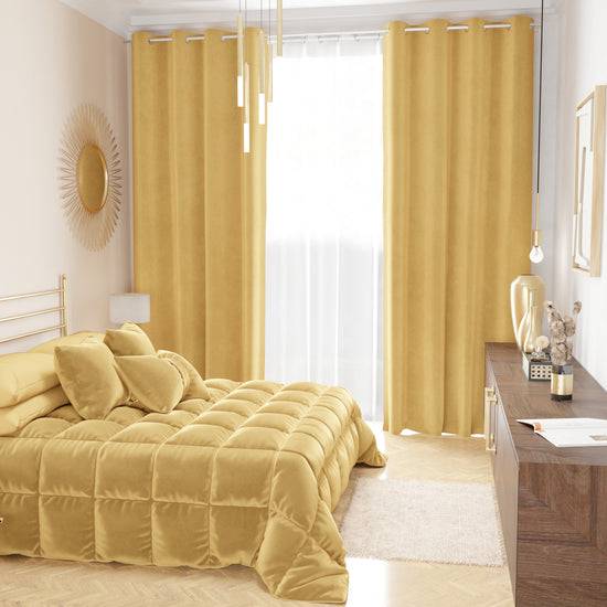 PETTI Trapunta, Trapunta Invernale Double Face In Morbido E Caldo Velluto Oro