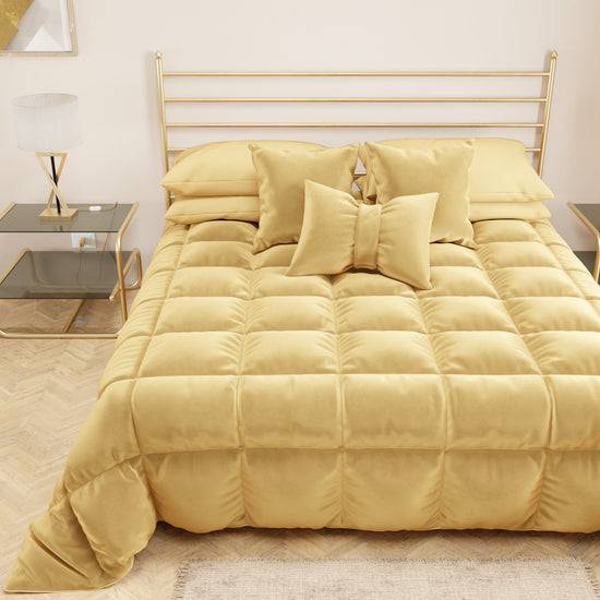 PETTI Trapunta, Trapunta Invernale Double Face in Morbido e Caldo Velluto Oro