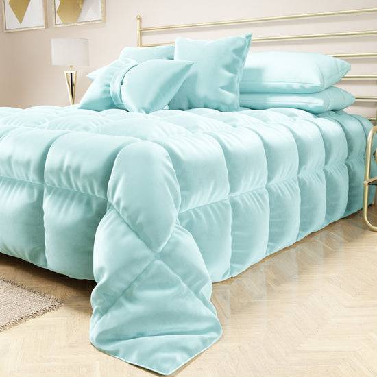 PETTI Trapunta, Trapunta Invernale Double Face In Morbido E Caldo Velluto Celeste