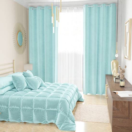 PETTI Trapunta, Trapunta Invernale Double Face In Morbido E Caldo Velluto Celeste