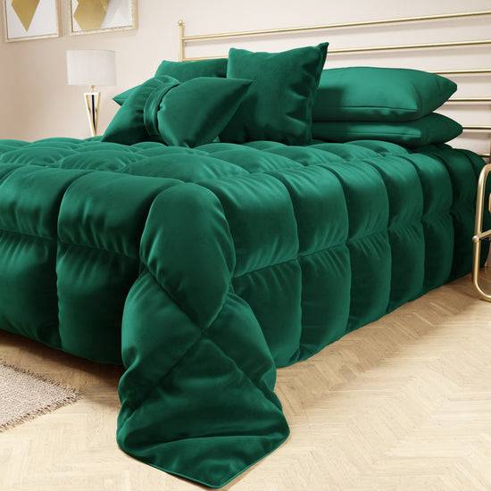 PETTI Trapunta, Trapunta Invernale Double Face In Morbido E Caldo Velluto Smeraldo