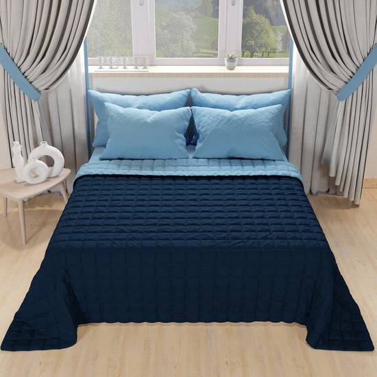 PETTI Trapuntino Copriletto Primaverile Autunnale Double Face Celeste Blu