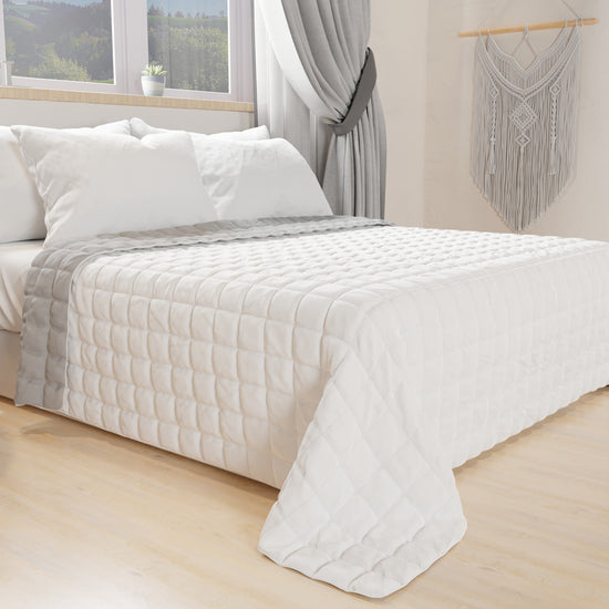 PETTI Trapuntino Copriletto Primaverile Autunnale Double Face Bianco Grigio