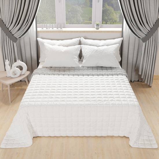 PETTI Trapuntino Copriletto Primaverile Autunnale Double Face Bianco Grigio