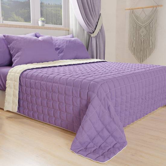 PETTI Trapuntino Copriletto Primaverile Autunnale Double Face Panna Lilla