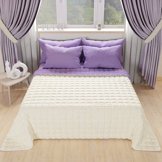 PETTI Trapuntino Copriletto Primaverile Autunnale Double Face Panna Lilla