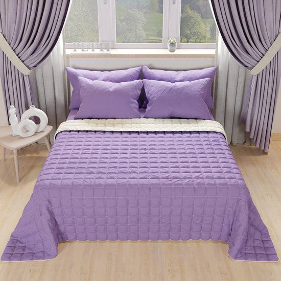 PETTI Trapuntino Copriletto Primaverile Autunnale Double Face Panna Lilla
