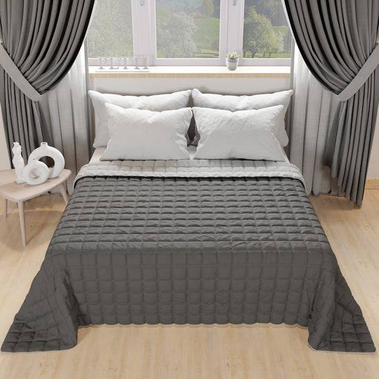 PETTI Trapuntino Copriletto Primaverile Autunnale Double Face Grigio