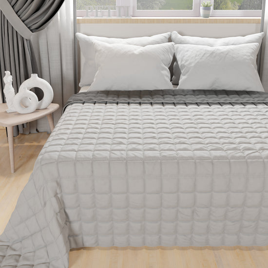 PETTI Trapuntino Copriletto Primaverile Autunnale Double Face Grigio