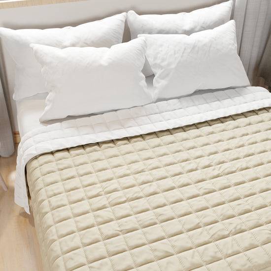 PETTI Trapuntino Copriletto Primaverile Autunnale Double Face Bianco Tortora