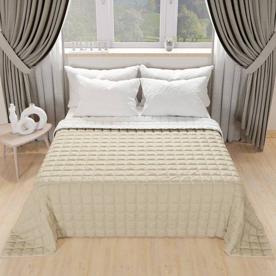 PETTI Trapuntino Copriletto Primaverile Autunnale Double Face Bianco Tortora