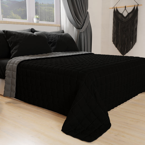 PETTI Trapuntino Copriletto Primaverile Autunnale Double Face Nero