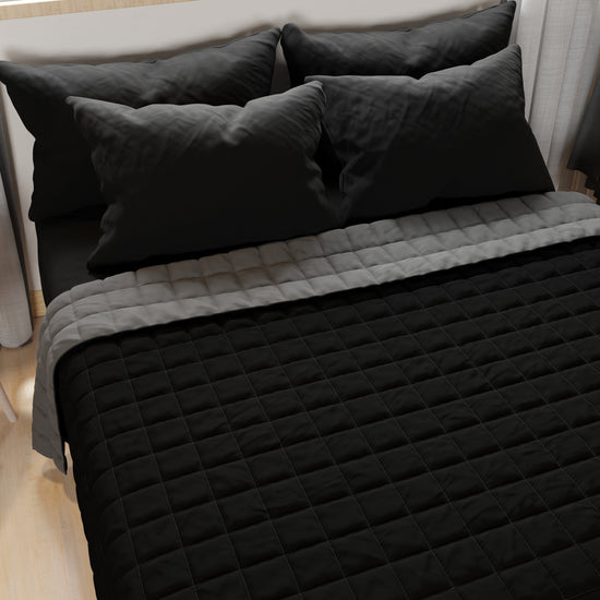 PETTI Trapuntino Copriletto Primaverile Autunnale Double Face Nero