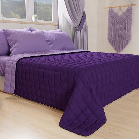 PETTI Trapuntino Copriletto Primaverile Autunnale Double Face Lilla Viola