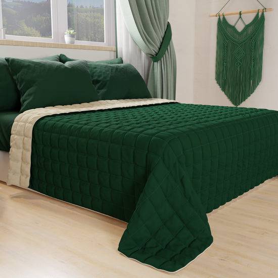 PETTI Trapuntino Copriletto Primaverile Autunnale Double Face Verde Tortora