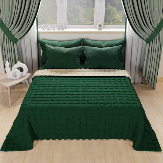 PETTI Trapuntino Copriletto Primaverile Autunnale Double Face Verde Tortora