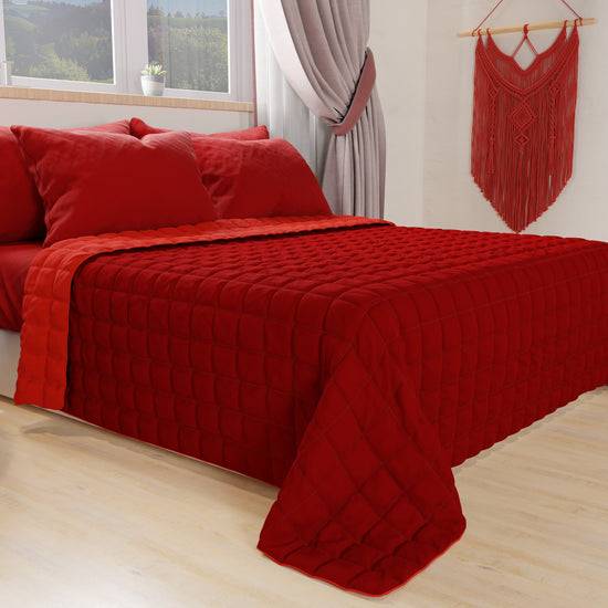 PETTI Trapuntino Copriletto Primaverile Autunnale Double Face Rosso Bordeaux