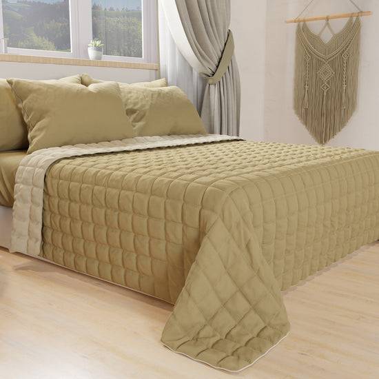 PETTI Trapuntino Copriletto Primaverile Autunnale Double Face Fango Tortora