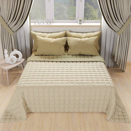 PETTI Trapuntino Copriletto Primaverile Autunnale Double Face Fango Tortora