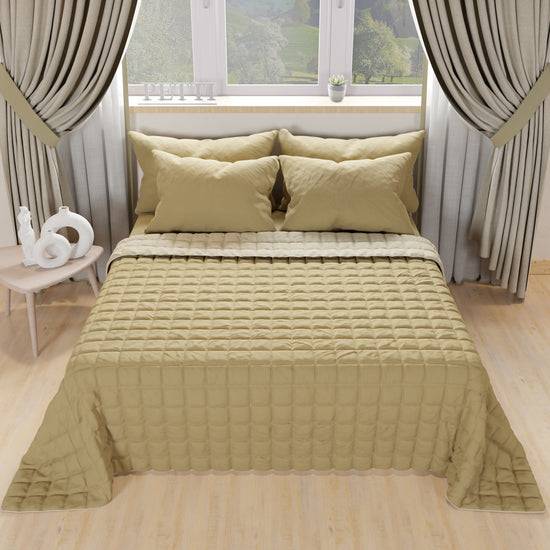 PETTI Trapuntino Copriletto Primaverile Autunnale Double Face Fango Tortora