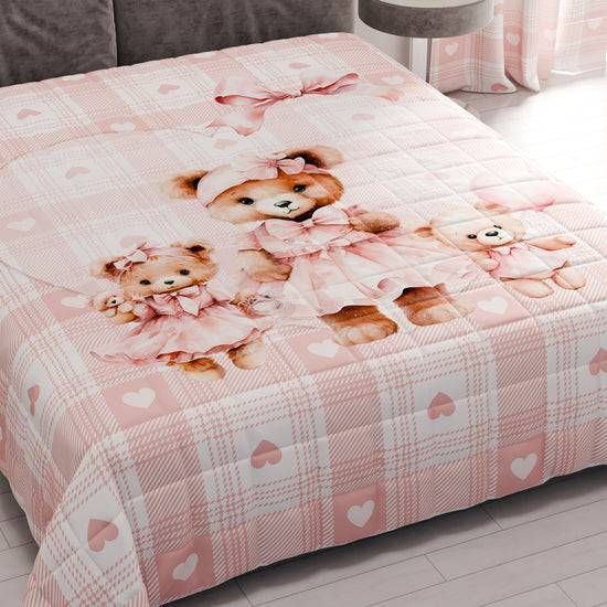 PETTI Trapuntino Copriletto Primaverile Autunnale In Stampa Digitale Teddy Love Rosa