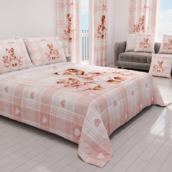 PETTI Trapuntino Copriletto Primaverile Autunnale In Stampa Digitale Teddy Love Rosa