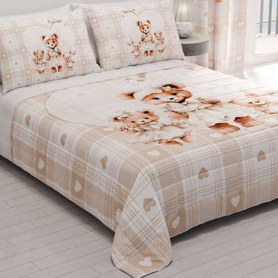 PETTI Trapuntino Copriletto Primaverile Autunnale In Stampa Digitale Teddy Love Tortora