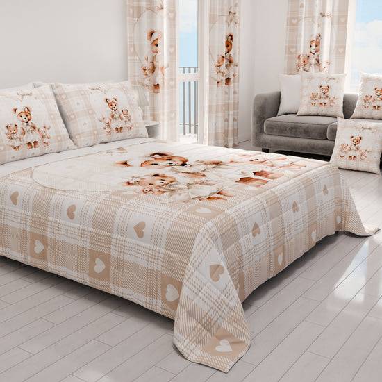 PETTI Trapuntino Copriletto Primaverile Autunnale In Stampa Digitale Teddy Love Tortora