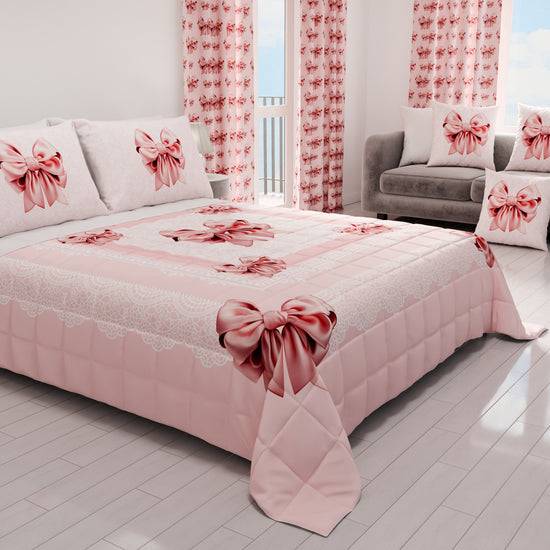 PETTI Trapuntino Copriletto Primaverile Autunnale In Stampa Digitale Fiocco Rosa