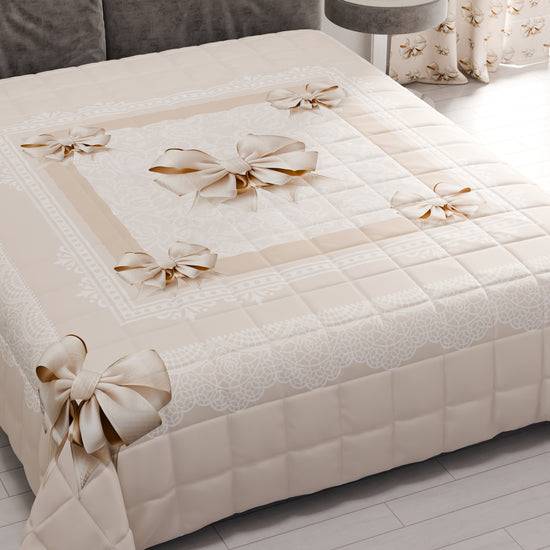 PETTI Trapuntino Copriletto Primaverile Autunnale In Stampa Digitale Fiocco Beige