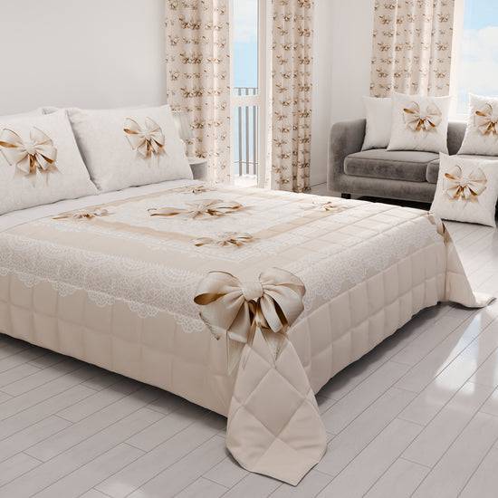 PETTI Trapuntino Copriletto Primaverile Autunnale In Stampa Digitale Fiocco Beige