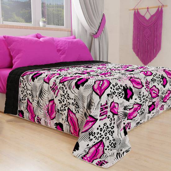 PETTI Trapuntino Copriletto Primaverile Autunnale In Stampa Digitale Lipstick Bianco