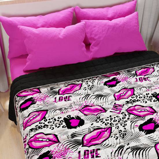 PETTI Trapuntino Copriletto Primaverile Autunnale In Stampa Digitale Lipstick Bianco