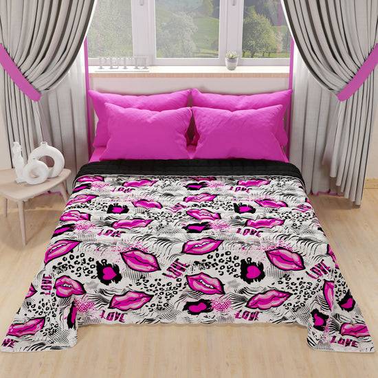 PETTI Trapuntino Copriletto Primaverile Autunnale In Stampa Digitale Lipstick Bianco