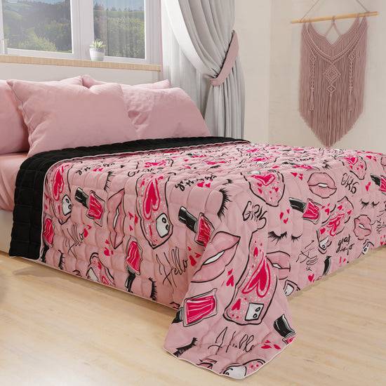 PETTI Trapuntino Copriletto Primaverile Autunnale In Stampa Digitale Lipstick Rosa