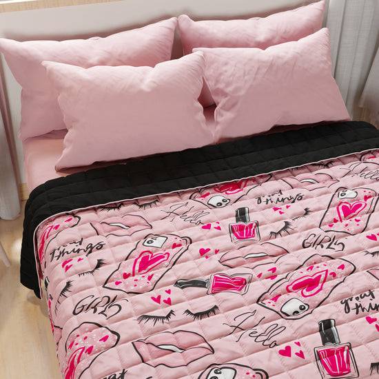 PETTI Trapuntino Copriletto Primaverile Autunnale In Stampa Digitale Lipstick Rosa