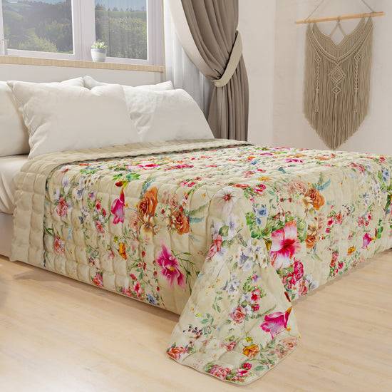 PETTI Trapuntino Copriletto Primaverile Autunnale In Stampa Digitale Spring Tortora