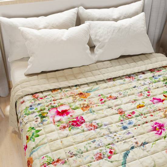 PETTI Trapuntino Copriletto Primaverile Autunnale In Stampa Digitale Spring Tortora