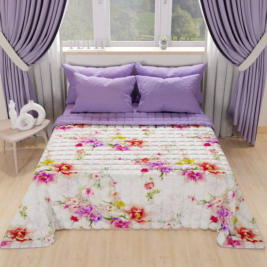 PETTI Trapuntino Copriletto Primaverile Autunnale In Stampa Digitale Spring Bianco