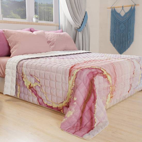 PETTI Trapuntino Copriletto Primaverile Autunnale In Stampa Digitale Marble Cipria