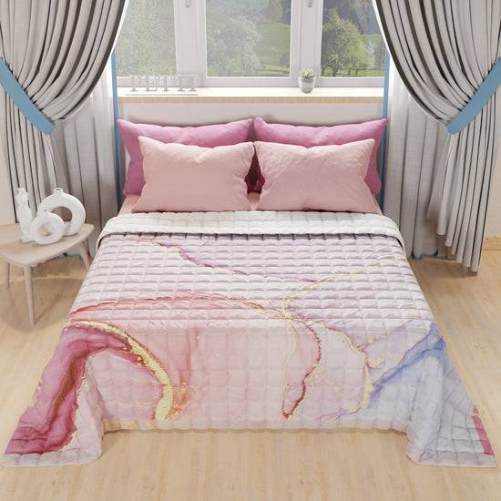 PETTI Trapuntino Copriletto Primaverile Autunnale In Stampa Digitale Marble Cipria