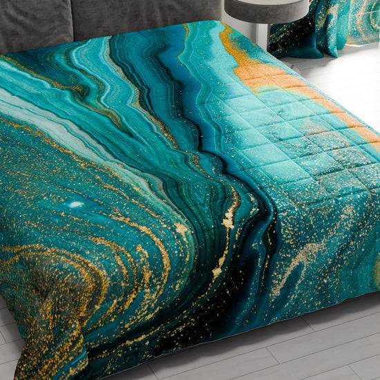 PETTI Trapuntino Copriletto Primaverile Autunnale In Stampa Digitale Marble Verde