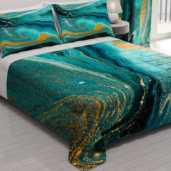 PETTI Trapuntino Copriletto Primaverile Autunnale In Stampa Digitale Marble Verde