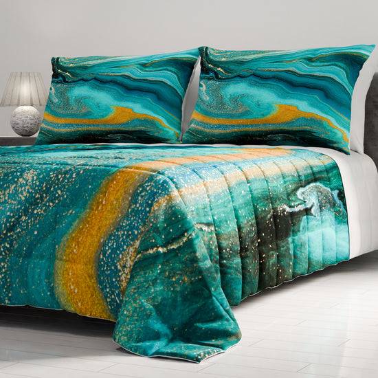 PETTI Trapuntino Copriletto Primaverile Autunnale In Stampa Digitale Marble Verde