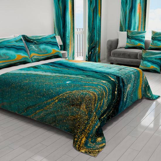 PETTI Trapuntino Copriletto Primaverile Autunnale In Stampa Digitale Marble Verde