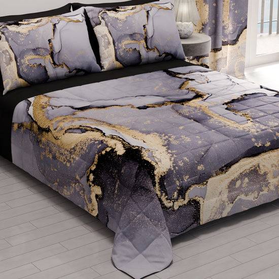 PETTI Trapuntino Copriletto Primaverile Autunnale In Stampa Digitale Marble Grigio Scuro