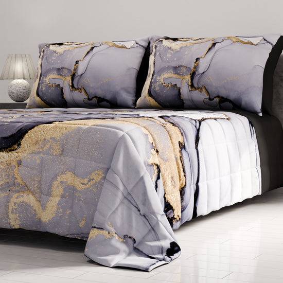 PETTI Trapuntino Copriletto Primaverile Autunnale In Stampa Digitale Marble Grigio Scuro