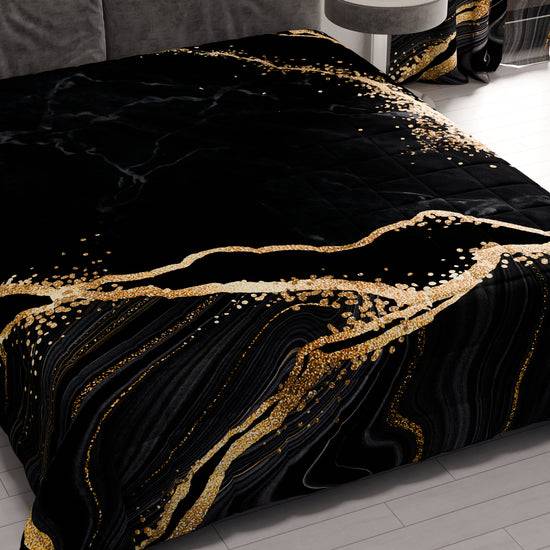 PETTI Trapuntino Copriletto Primaverile Autunnale In Stampa Digitale Marble Nero