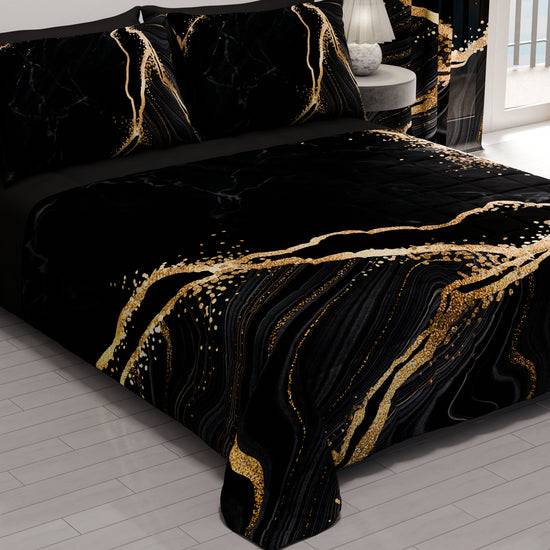 PETTI Trapuntino Copriletto Primaverile Autunnale In Stampa Digitale Marble Nero